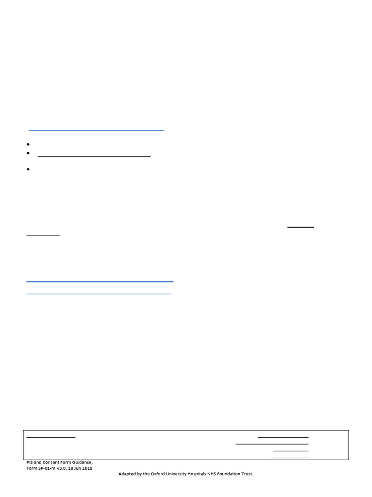 PIS and Consent Form Guidance Template | PDF | General Practitioner ...