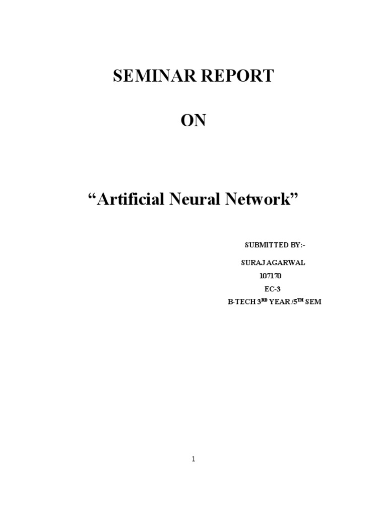 Seminar Report on Artificial Neural Networks | PDF | Artificial Neural ...