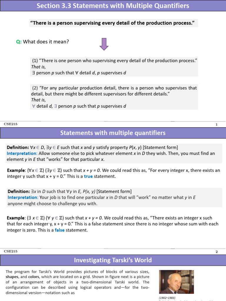 Sec3.3 Statements With Multiple Quantifiers | PDF | Numbers | Integer