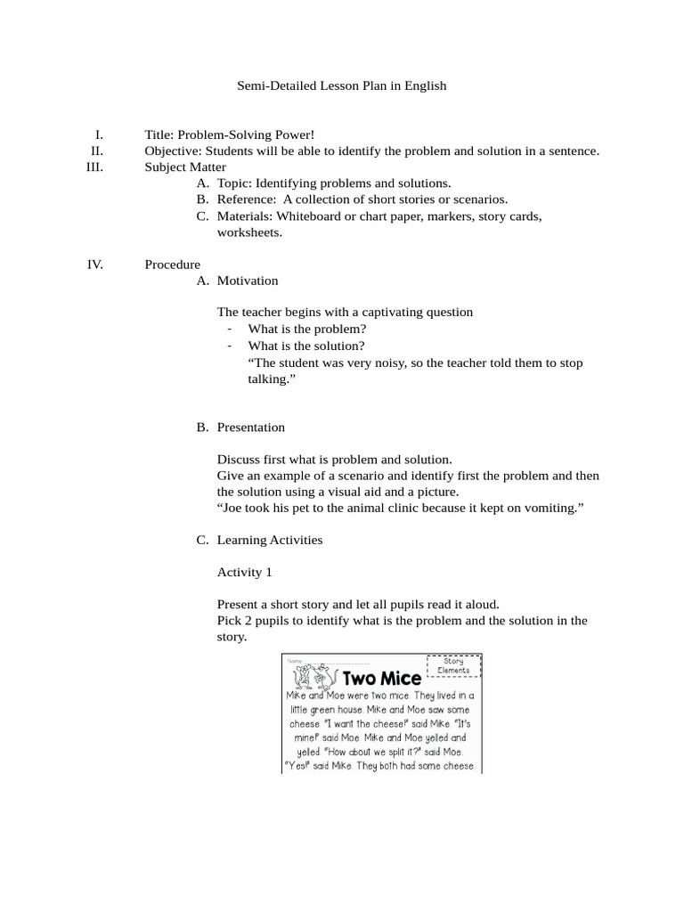 Problem-Solving Lesson Plan for Students | PDF