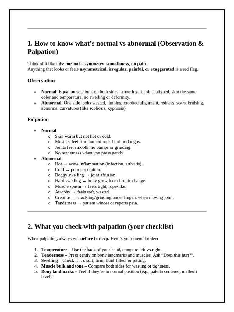 Normal vs Abnormal Physical Assessment | PDF