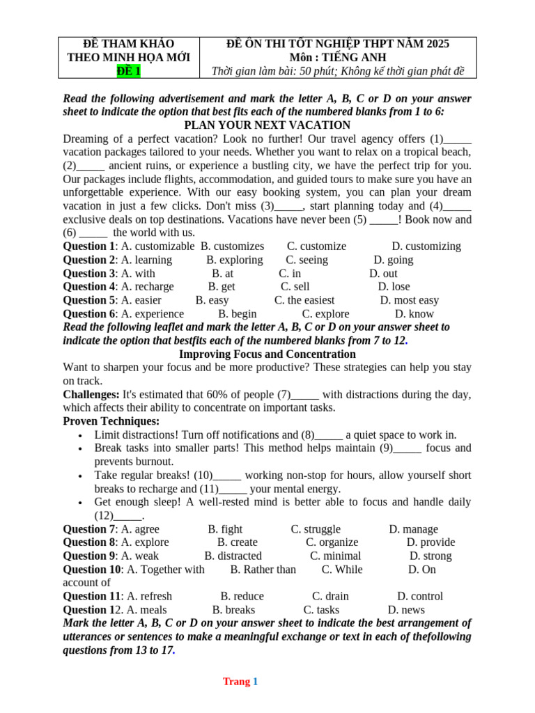 2025 THPT English Exam Practice Guide | PDF | Renewable Energy ...