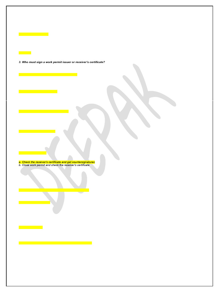 Aramco WPR Exam Questions & Answers | PDF | Safety