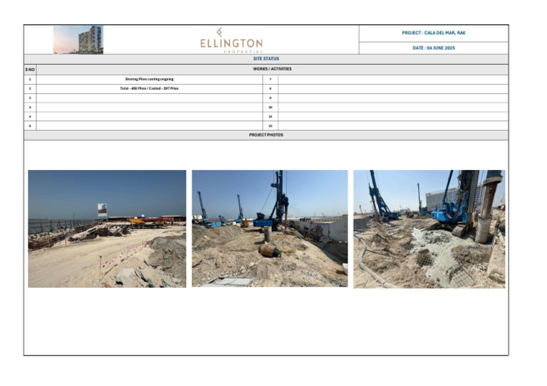 Cala Del Mar Project Update: Piles Status | PDF