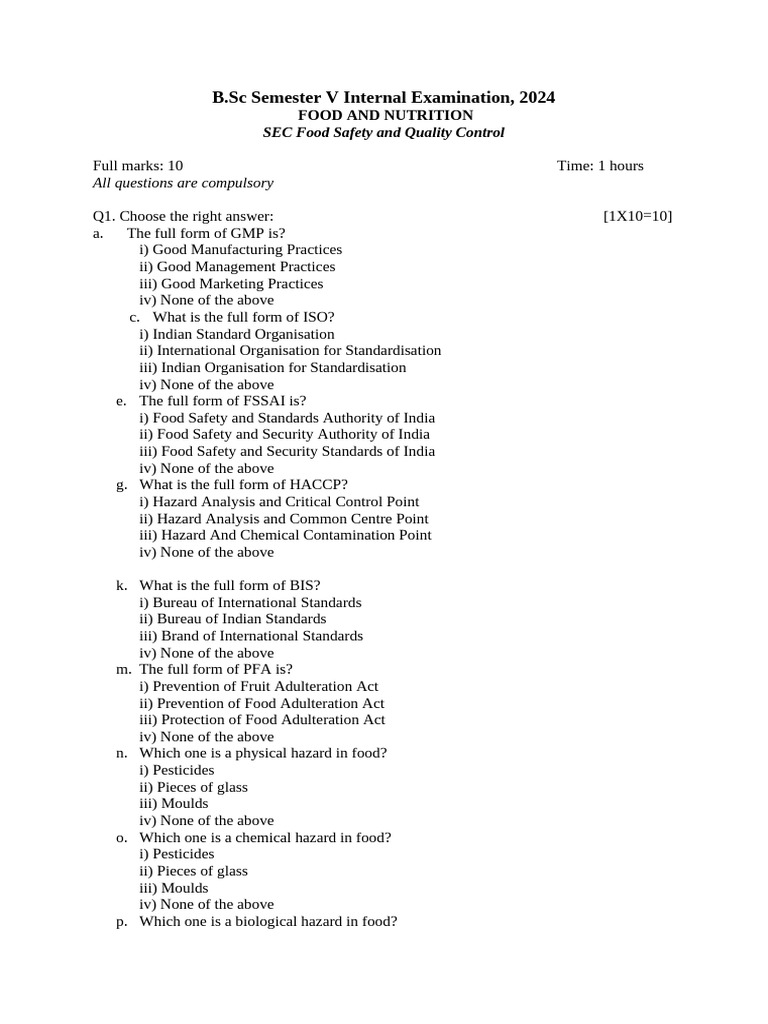 Internal Question Paper 5th Sem | PDF