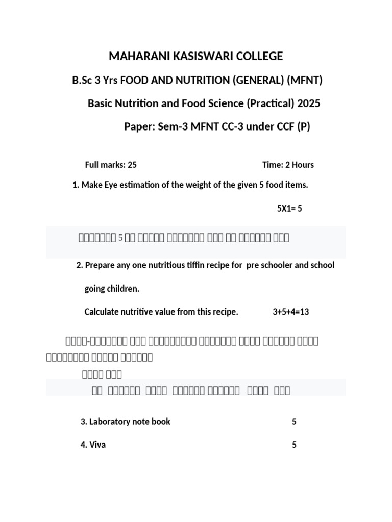 3rd Sem MFNT Practical Exam | PDF