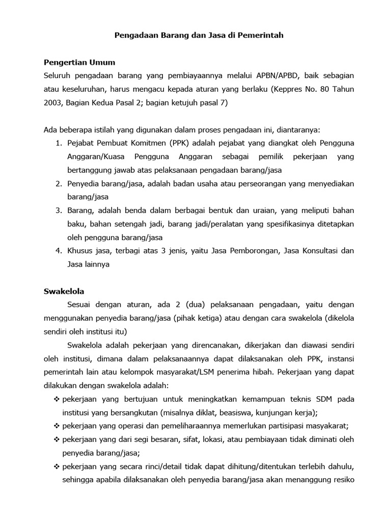 Panduan Pengadaan Barang dan Jasa Pemerintah | PDF