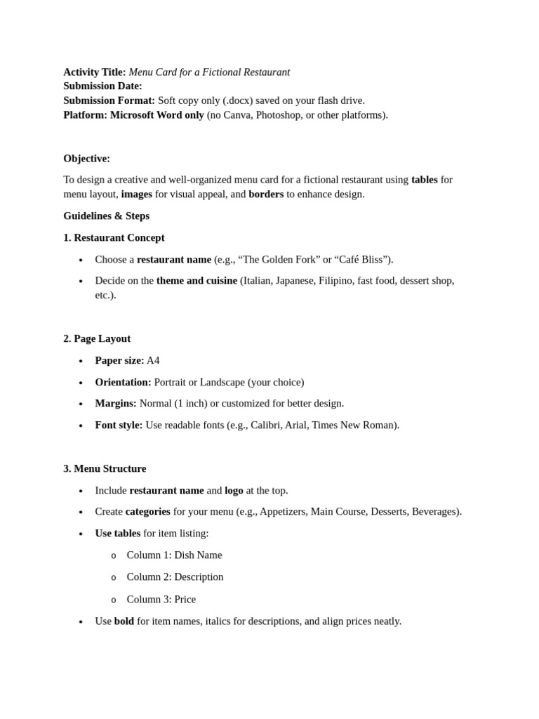 Creative Menu Card Design Guide | PDF