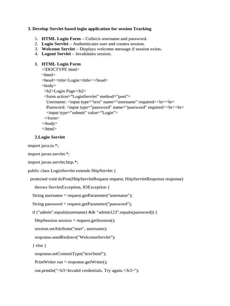 Servlet-Based Login Application Guide | PDF | Computer Access Control ...