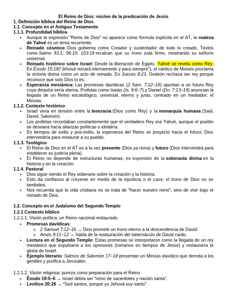 El Reino de Dios en la Predicación de Jesús | PDF | Jesús | Reinado y ...