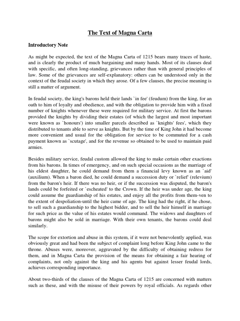 The Text of Magna Carta | PDF | Magna Carta | Baron