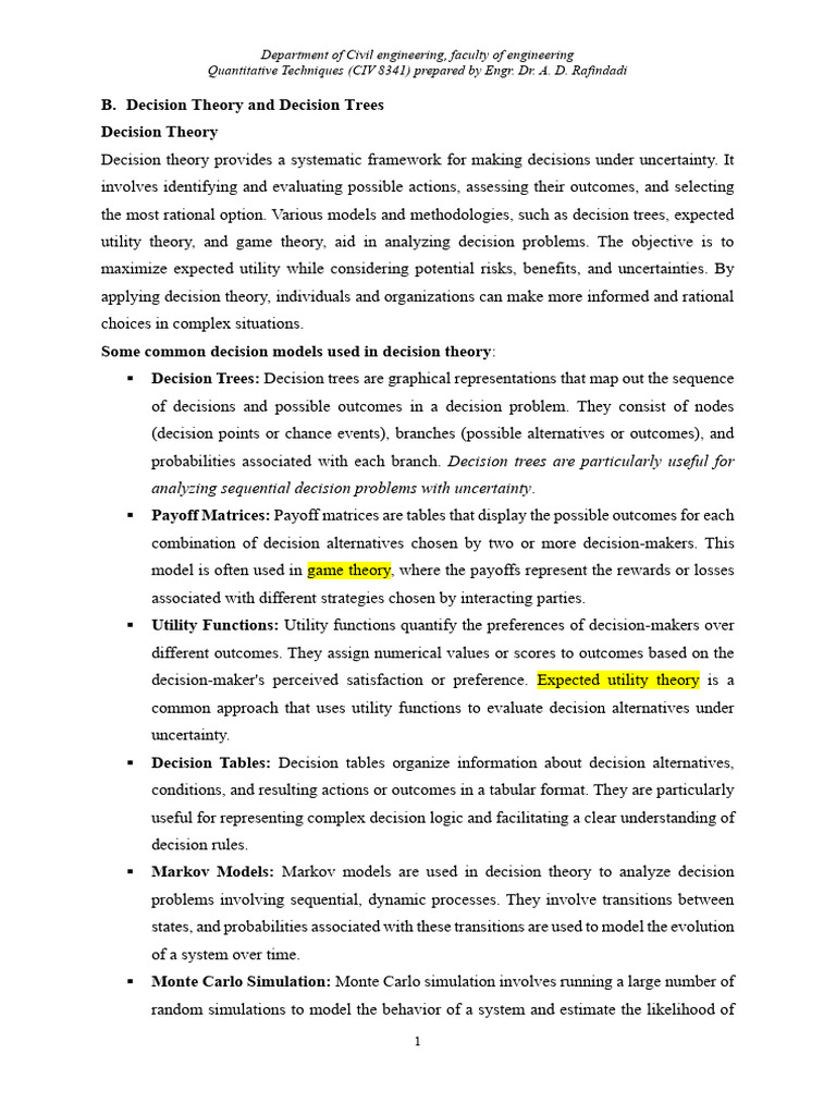 Decision Trees in Decision Theory | PDF | Decision Making | Decision Theory