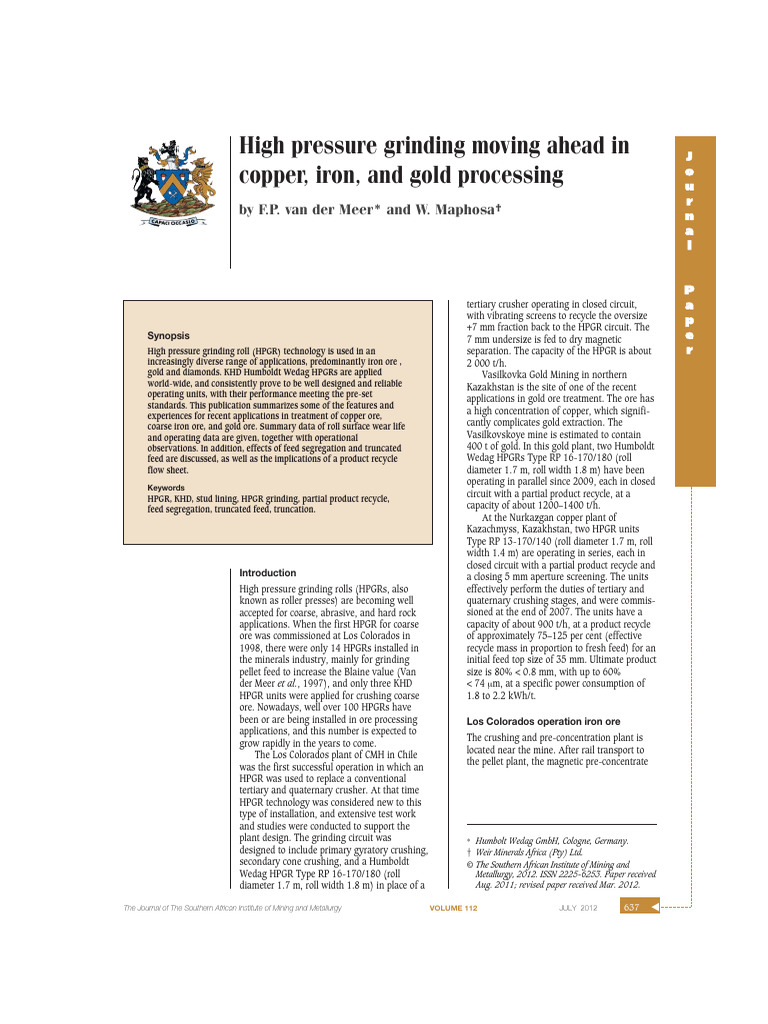 HPGR Technology in Mining Applications | PDF | Materials | Minerals