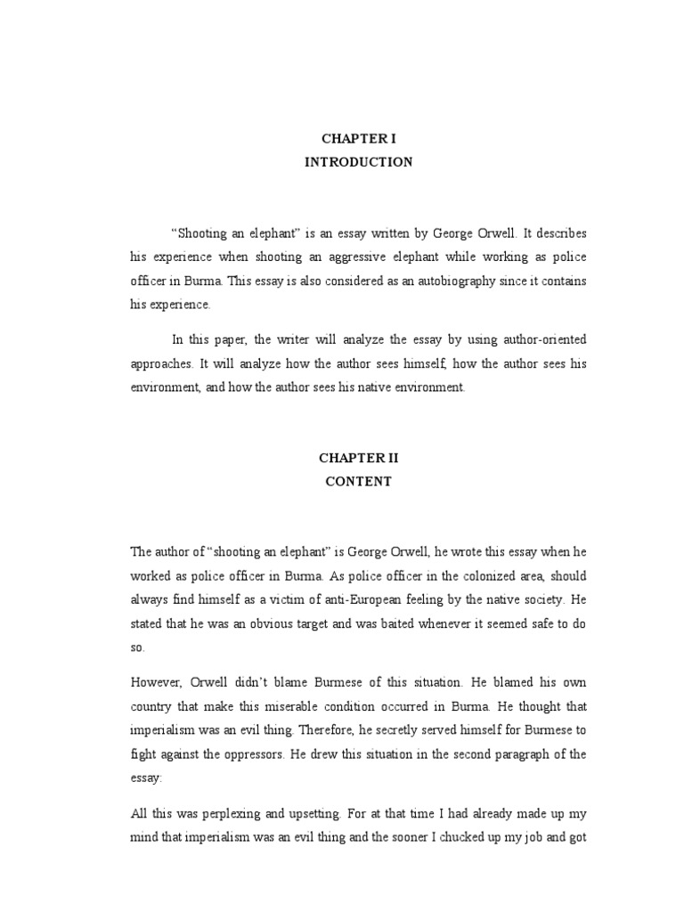 Shooting An Elephant Analysis PDF Myanmar Orwell