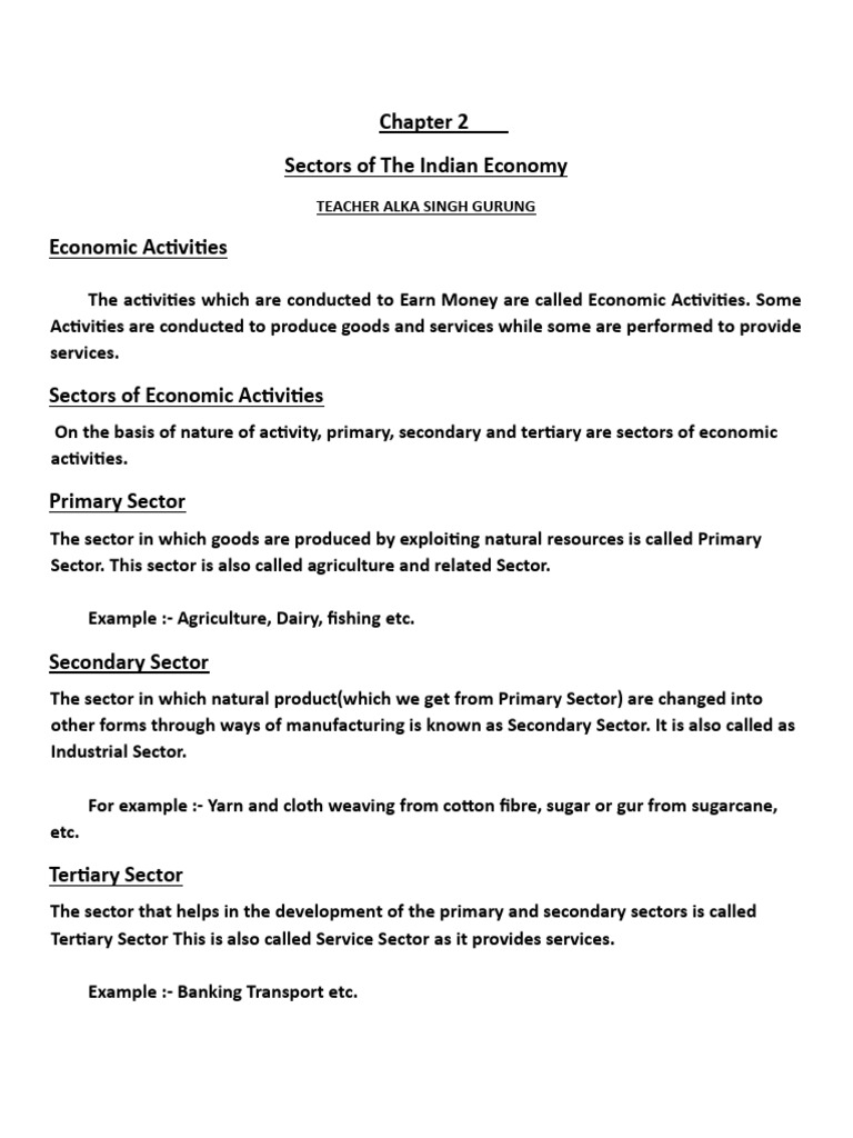 Sectors of the Indian Economy Explained | PDF | Gross Domestic Product ...