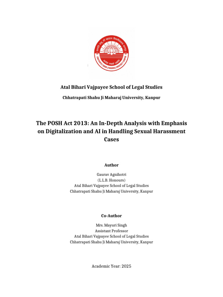 POSH Research Paper FrontPage WithLogo | PDF