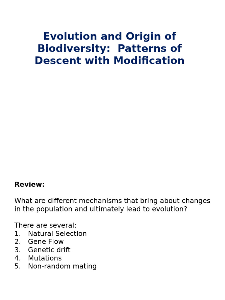 Mechanisms of Evolution and Speciation | PDF | Hybrid (Biology) | Species
