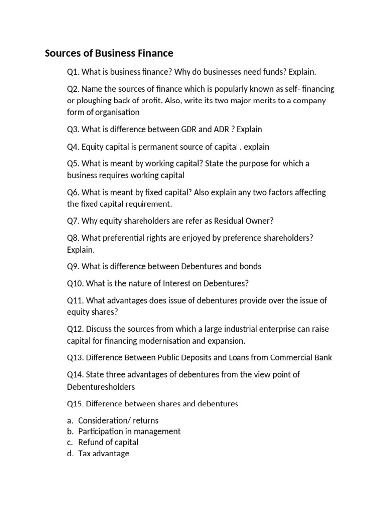 Key Sources of Business Finance Explained | PDF