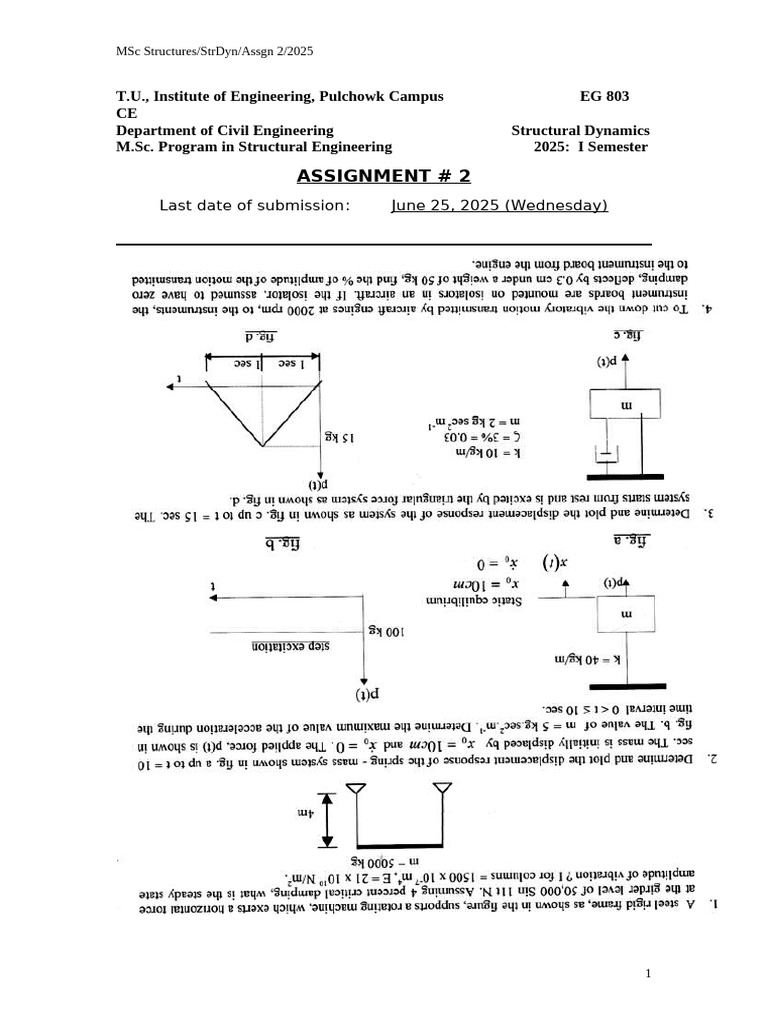 MSc Structural Dynamics Assignment 2025 | PDF