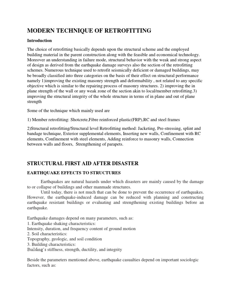 Retrofitting Techniques for Masonry Buildings | PDF | Earthquakes ...