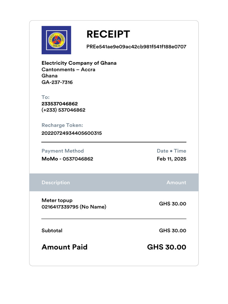 ECG PowerApp Receipt PR7 | PDF
