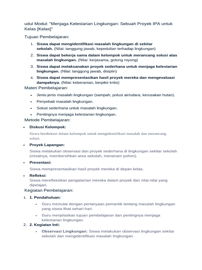 Contoh Implementasi Ipa | PDF