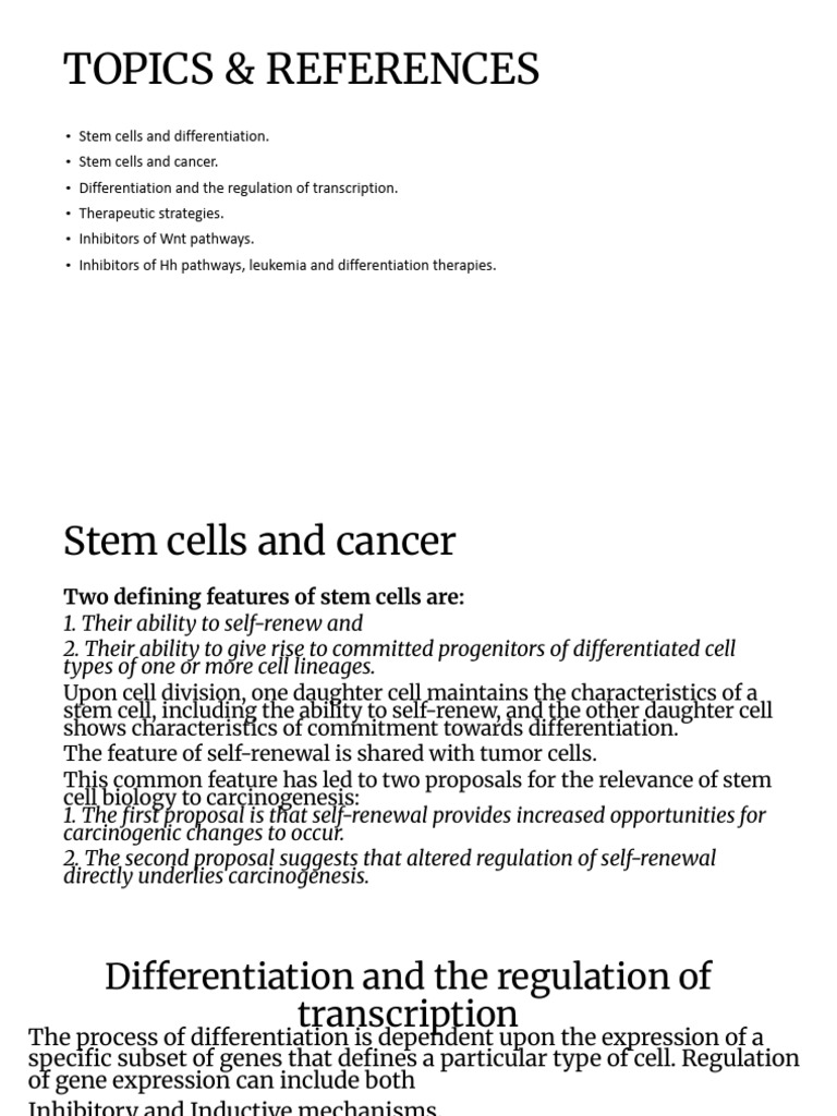 Stem Cells, Cancer, and Therapeutics | PDF | Cellular Differentiation ...