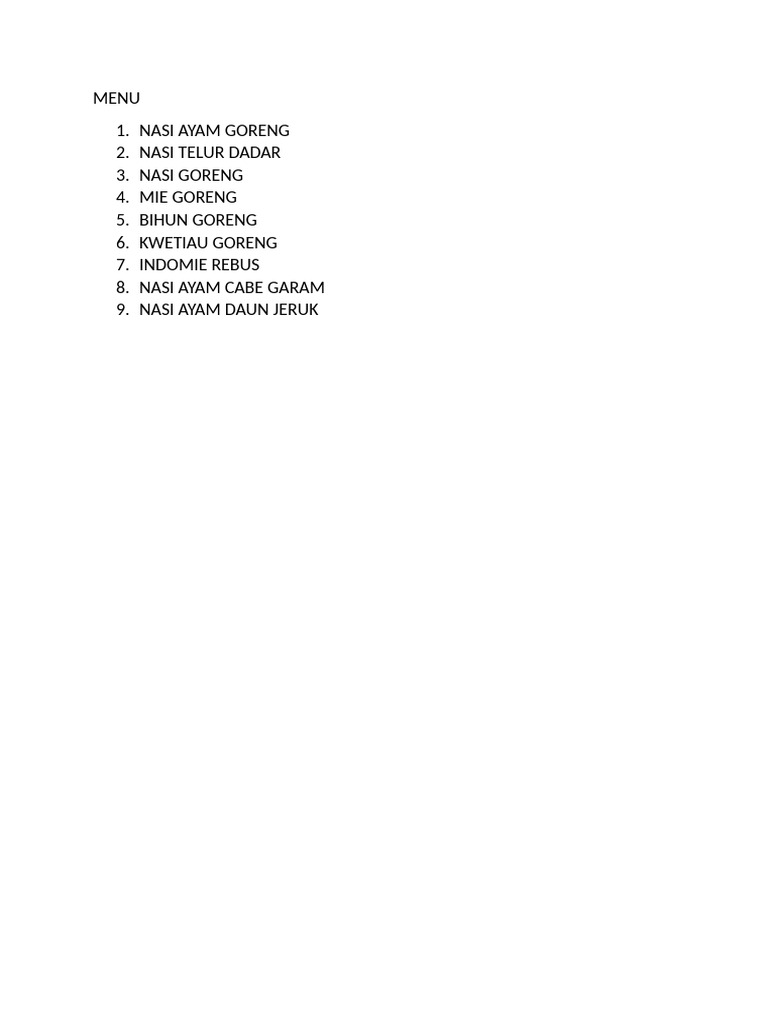 Menu Makanan | PDF