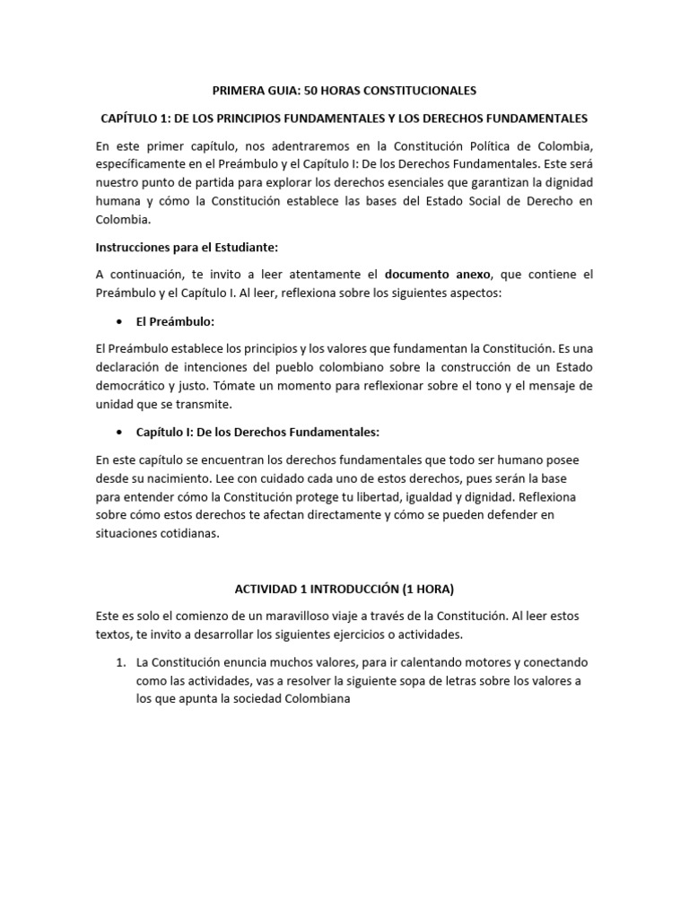 1 Capitulo de Los Principios y Derechos Fundamentales | PDF | Dignidad ...