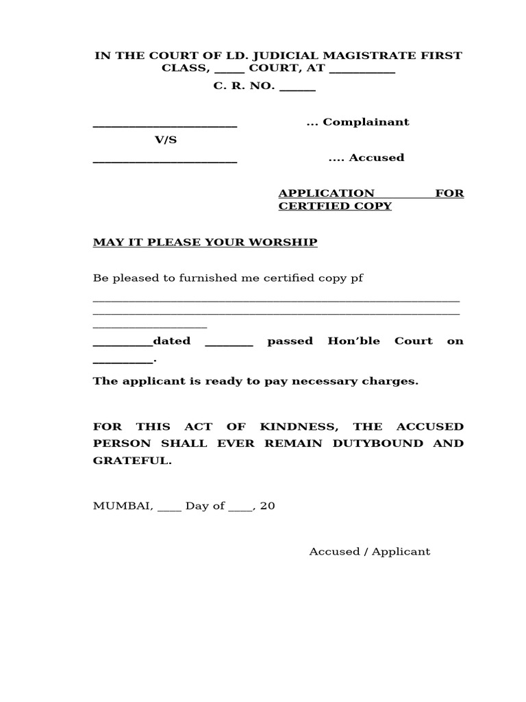 Certified Copy Application Under CrPC | PDF