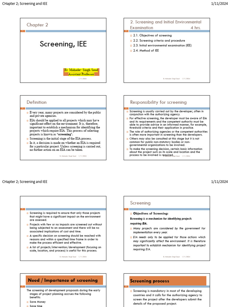 Chapter 2 Screening and IEE | PDF | Environmental Impact Assessment ...