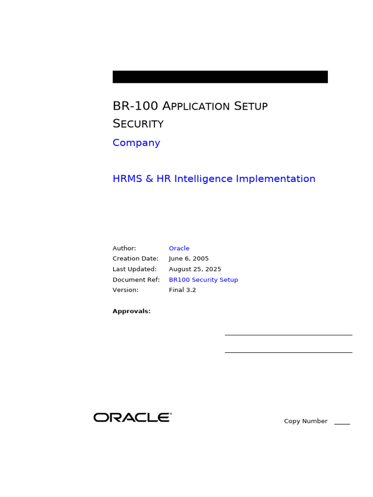 BR-100 Security Setup Guide | PDF | Business | Oracle Corporation