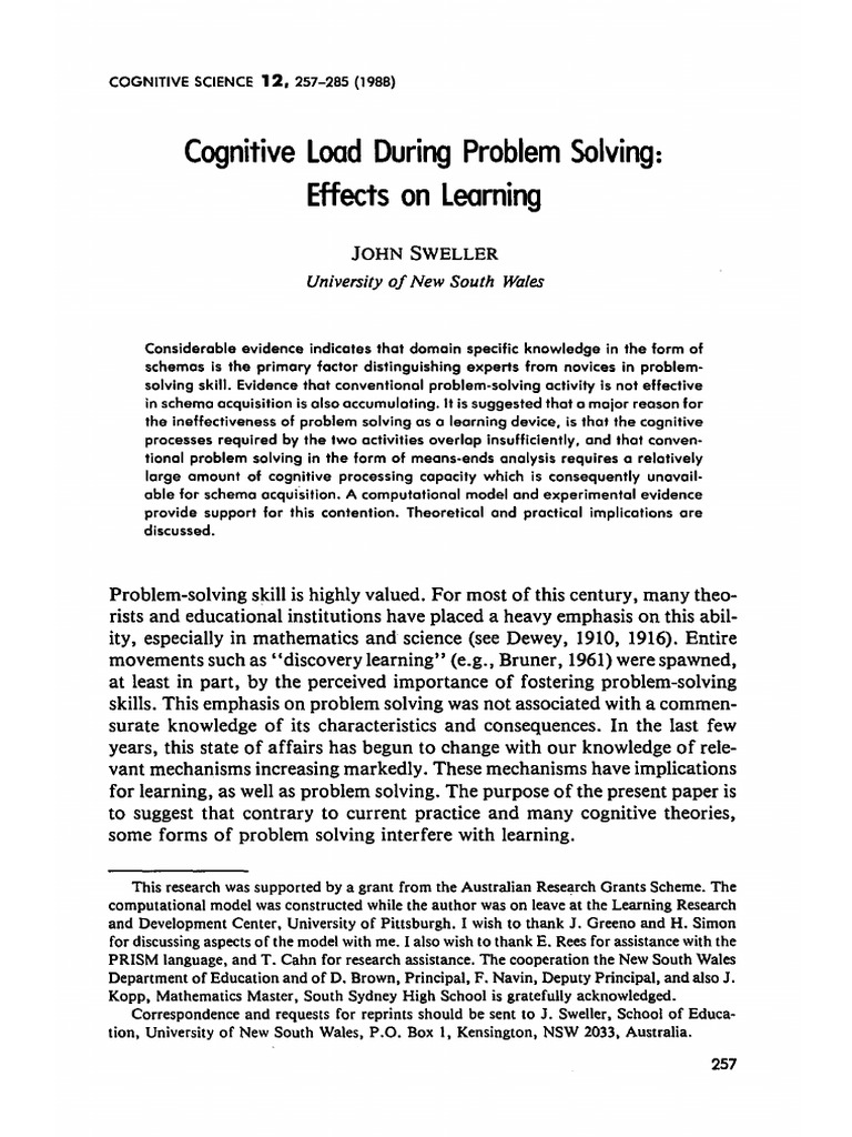 Cognitive Load in Problem Solving | PDF | Creative Commons