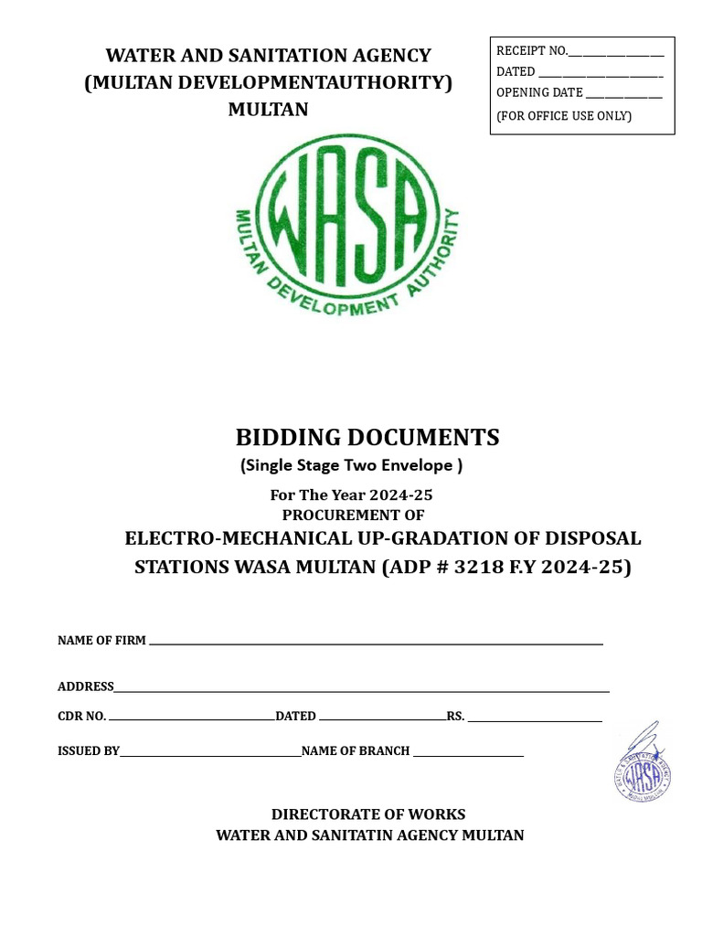 WASA Multan 2024-25 Bidding Documents | PDF | Joint Venture | Subcontractor
