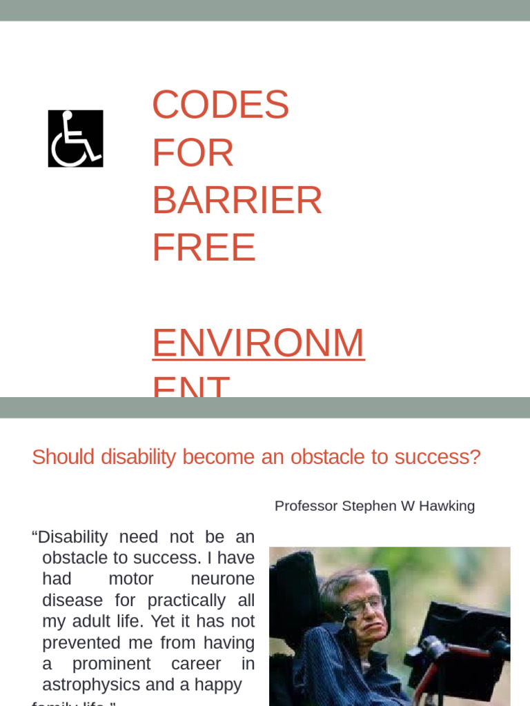 Codes For Barrier Free Environment | PDF | Stairs | Disability
