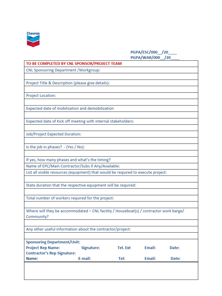 Contractor Project Brief Form | PDF