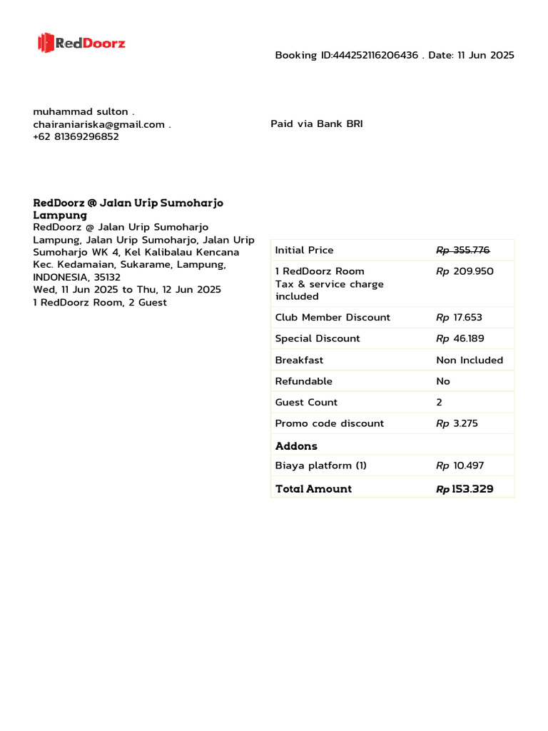 Booking Invoice | PDF