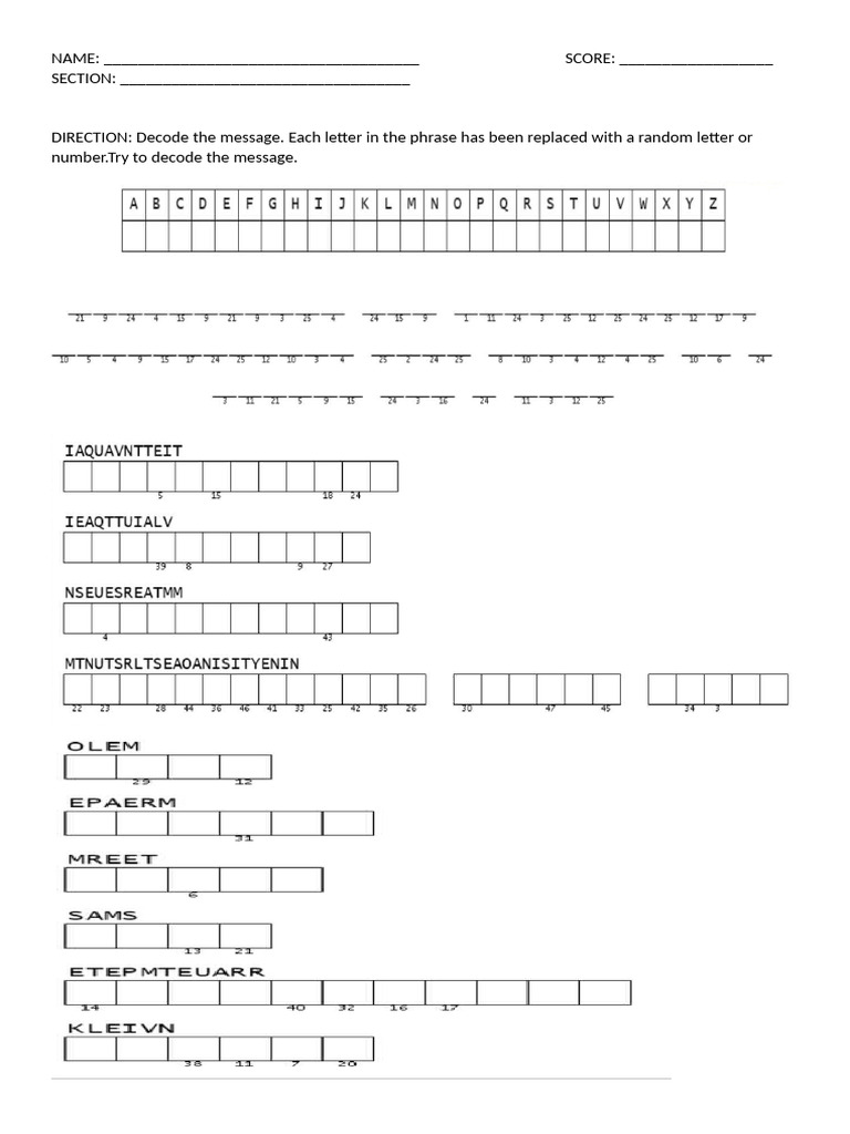 Decode Random Letter Messages | PDF