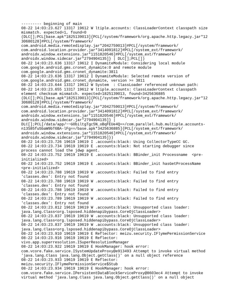 Android ClassLoader Errors and Logs | PDF | Android (Operating System ...