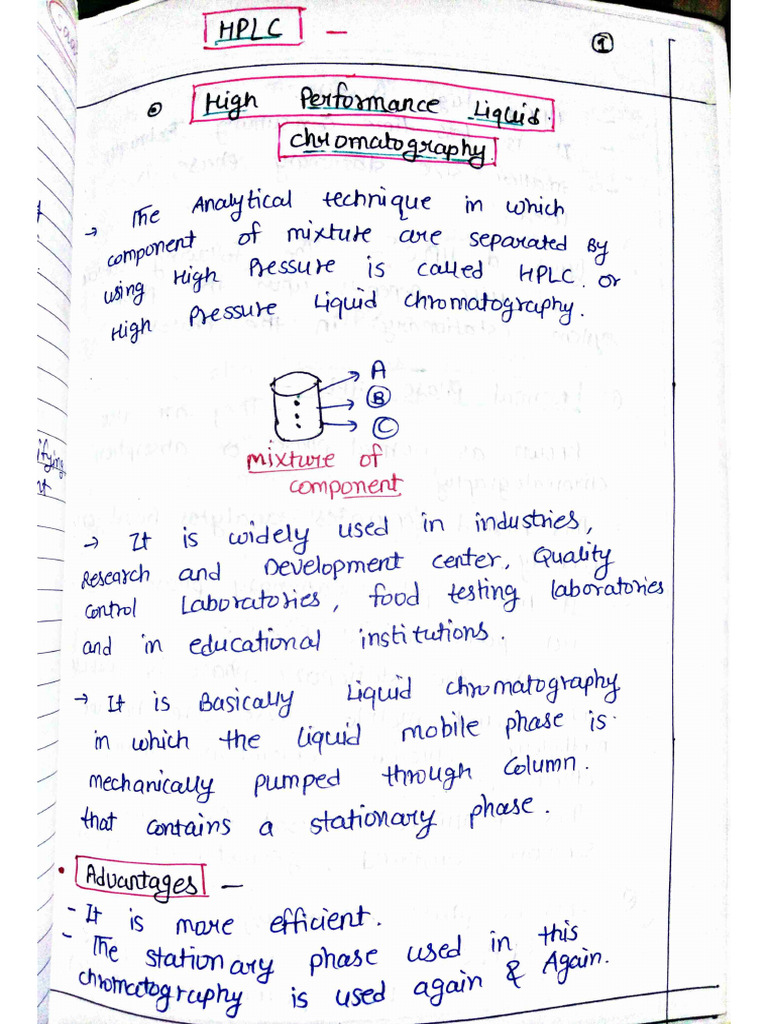 Unit 4 Chap 2 HPLC Handwritten Notes Instrumental Analysis | PDF