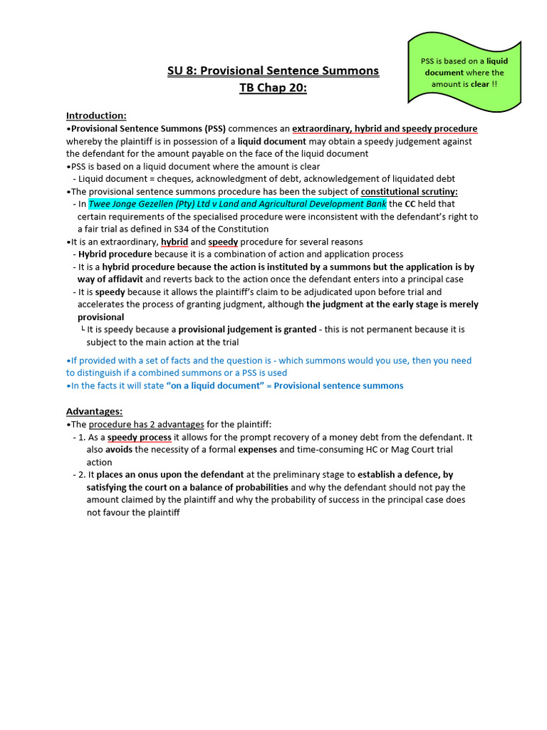Understanding Provisional Sentence Summons | PDF | Burden Of Proof (Law ...