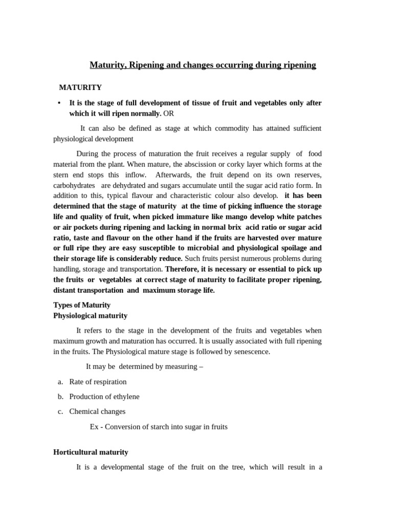Maturity vs. Ripening in Fruits | PDF | Fruit
