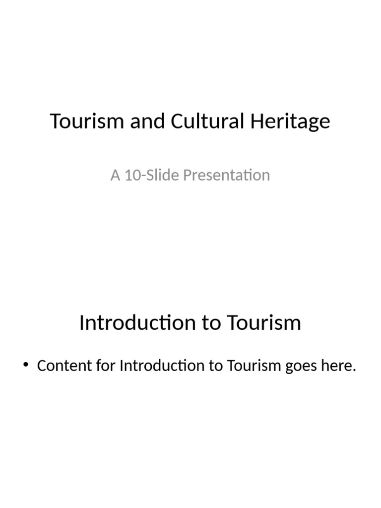 Tourism and Cultural Heritage | PDF