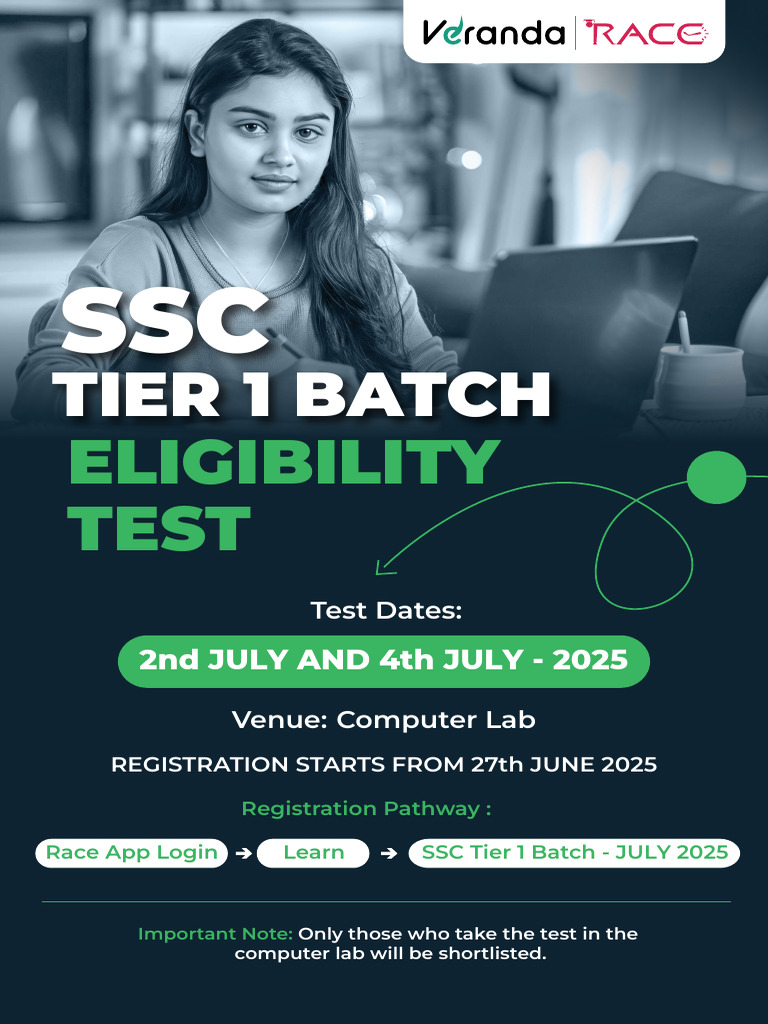SSC Tier 1 Batch Eligibility Test 2025 | PDF
