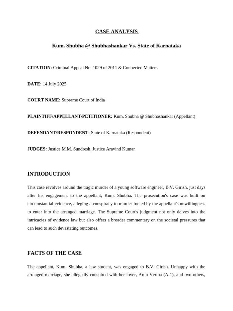 Supreme Court Ruling on Shubha Murder Case | PDF | Crimes | Crime ...