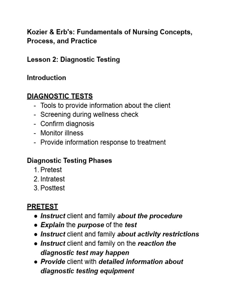 Diagnostic Testing in Nursing Fundamentals | PDF | White Blood Cell ...