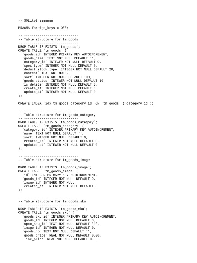 SQLite3 建表语句示例 | PDF | Data Management Software | Databases