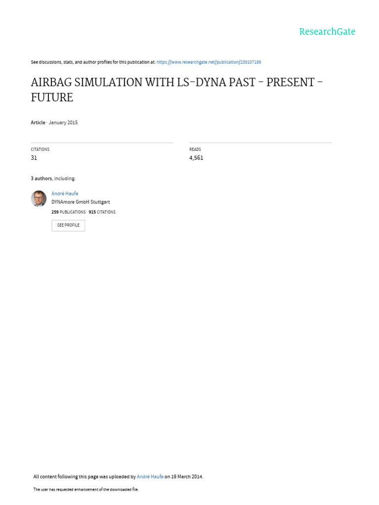 Airbag Simulation Techniques Overview | PDF | Continuum Mechanics | Gases