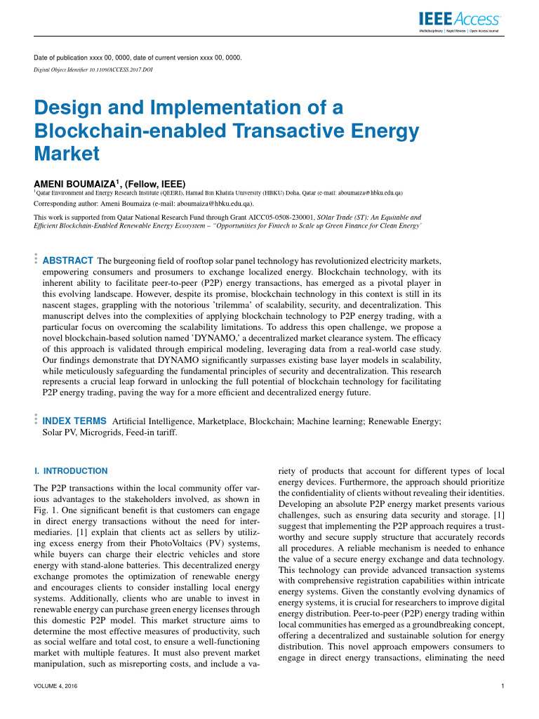 Blockchain for P2P Energy Trading | PDF | Market (Economics ...