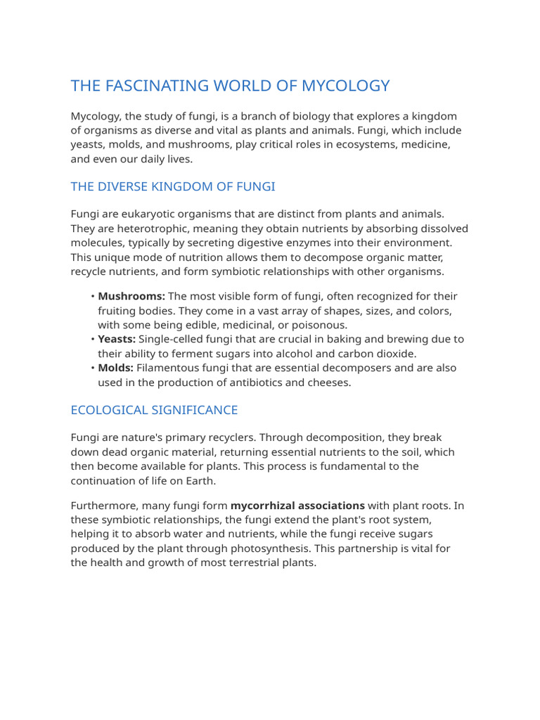 Importance of Fungi in Ecosystems | PDF | Fungus | Mycology